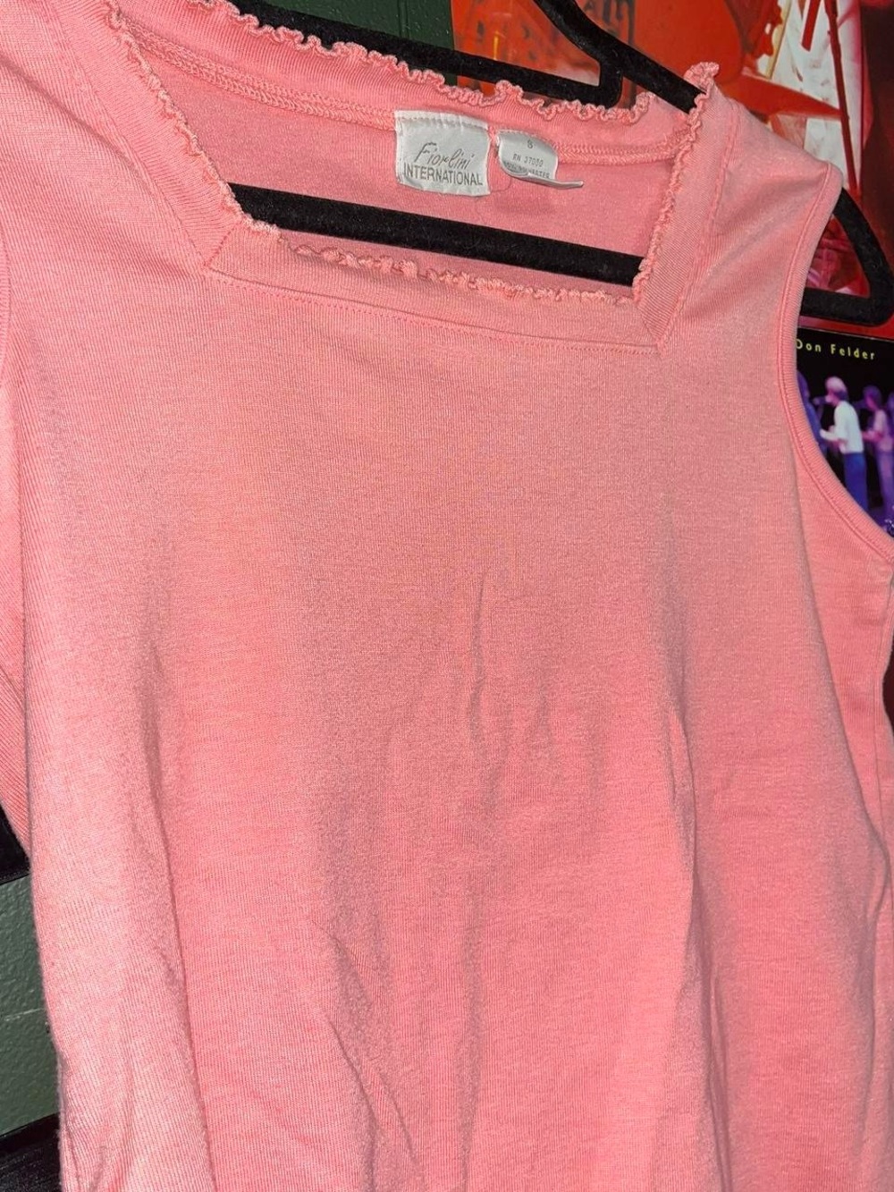 Women's Pink Ribbed Square-Neck Tank - Picture 3 of 4